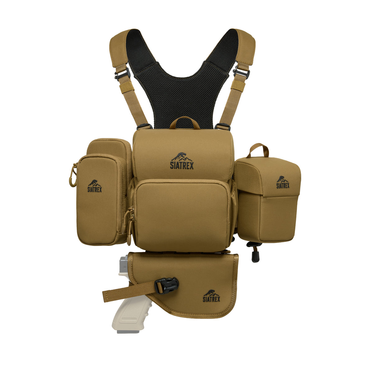 BINO-S 4-in-1 Silent Archery Binocular Harness with Concealed Carry, Phone & Rangefinder Pouches