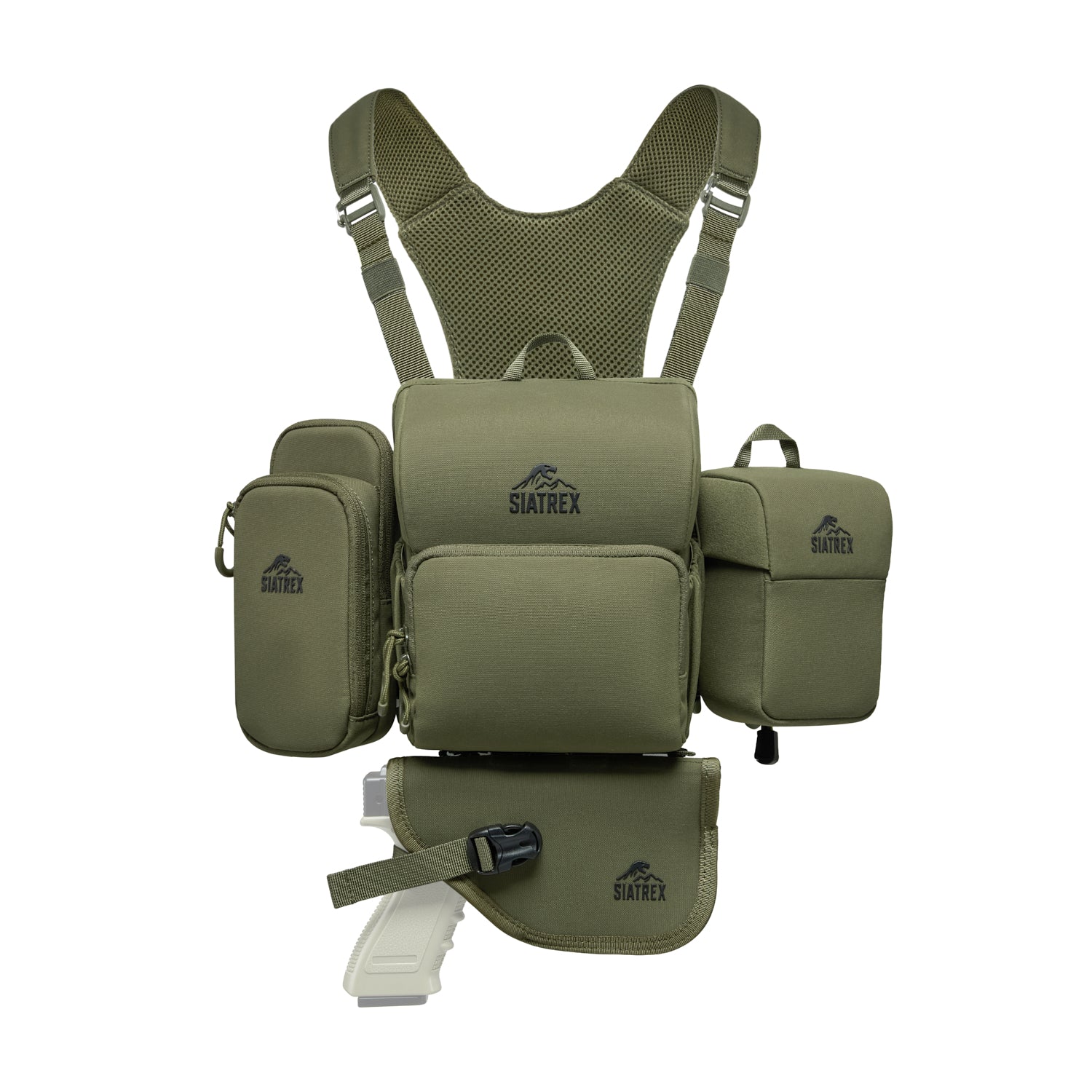 BINO-S 4-in-1 Silent Archery Binocular Harness with Concealed Carry, Phone & Rangefinder Pouches