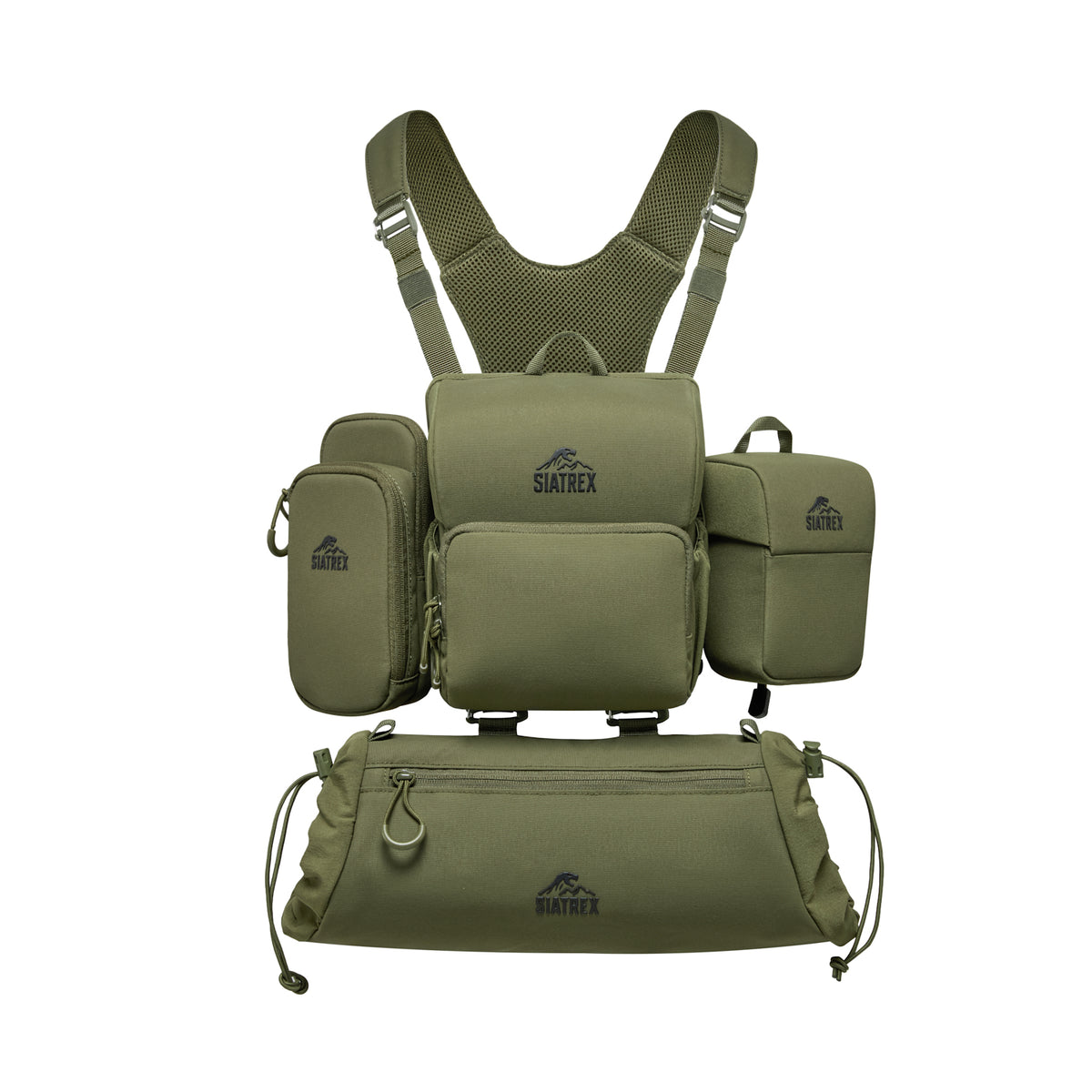 BINO-S 4-in-1 Silent Archery Binocular Harness with Hand Warmer, Phone & Rangefinder Pouches