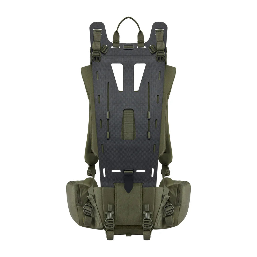 SIATREX ergonomic carbon fiber suspension system designed for balanced load distribution in backcountry hunting backpacks