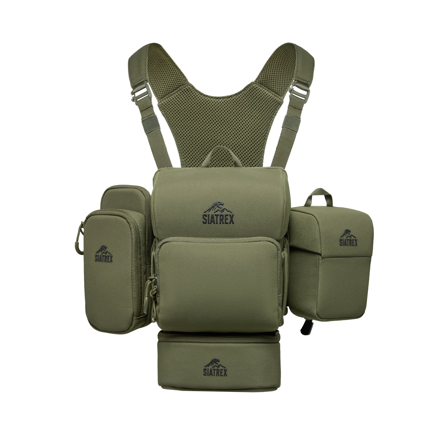 BINO-S 4-in-1 Silent Archery Binocular Harness with Bottom, Phone & Rangefinder Pouches
