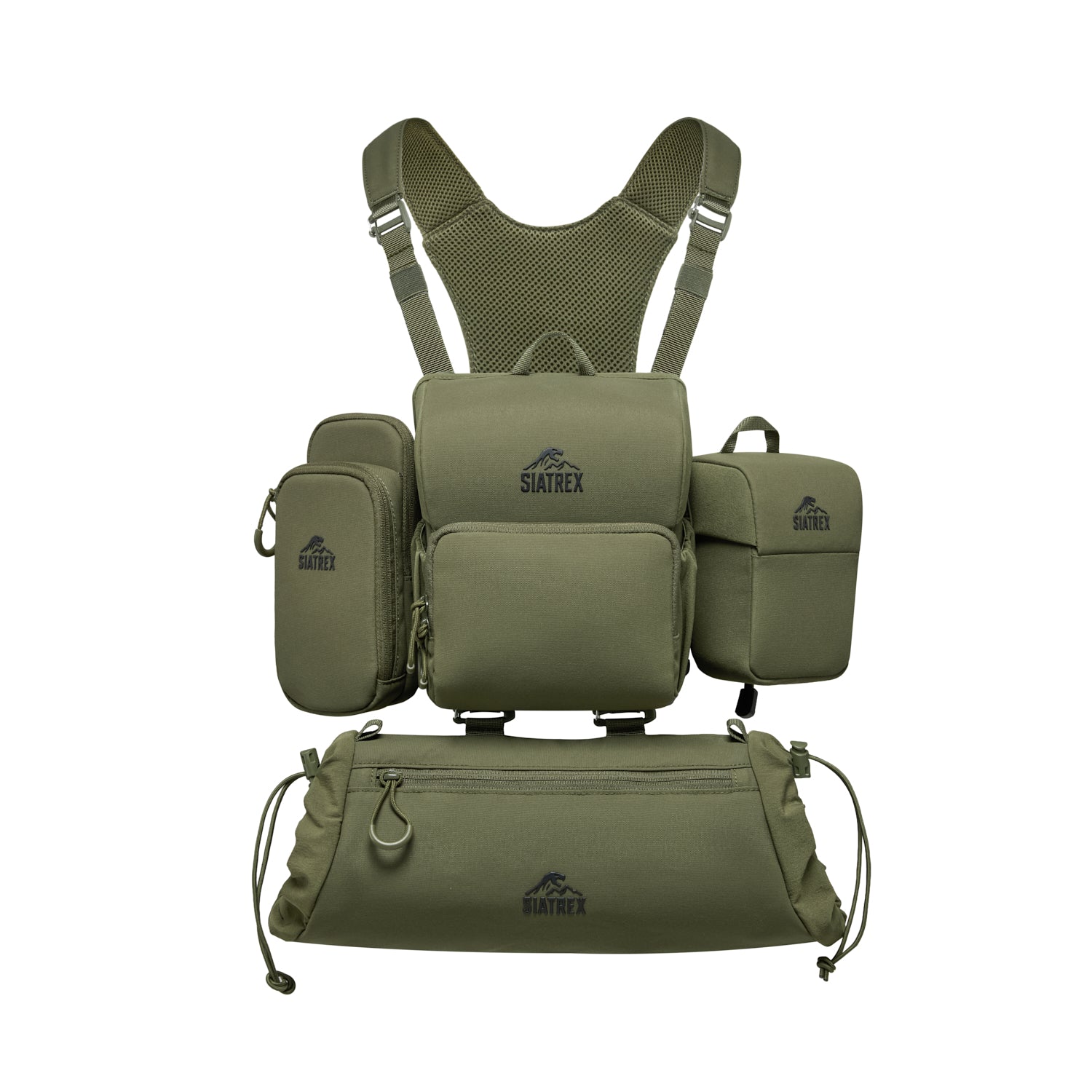 BINO-S 4-in-1 Silent Archery Binocular Harness with Hand Warmer, Phone & Rangefinder Pouches